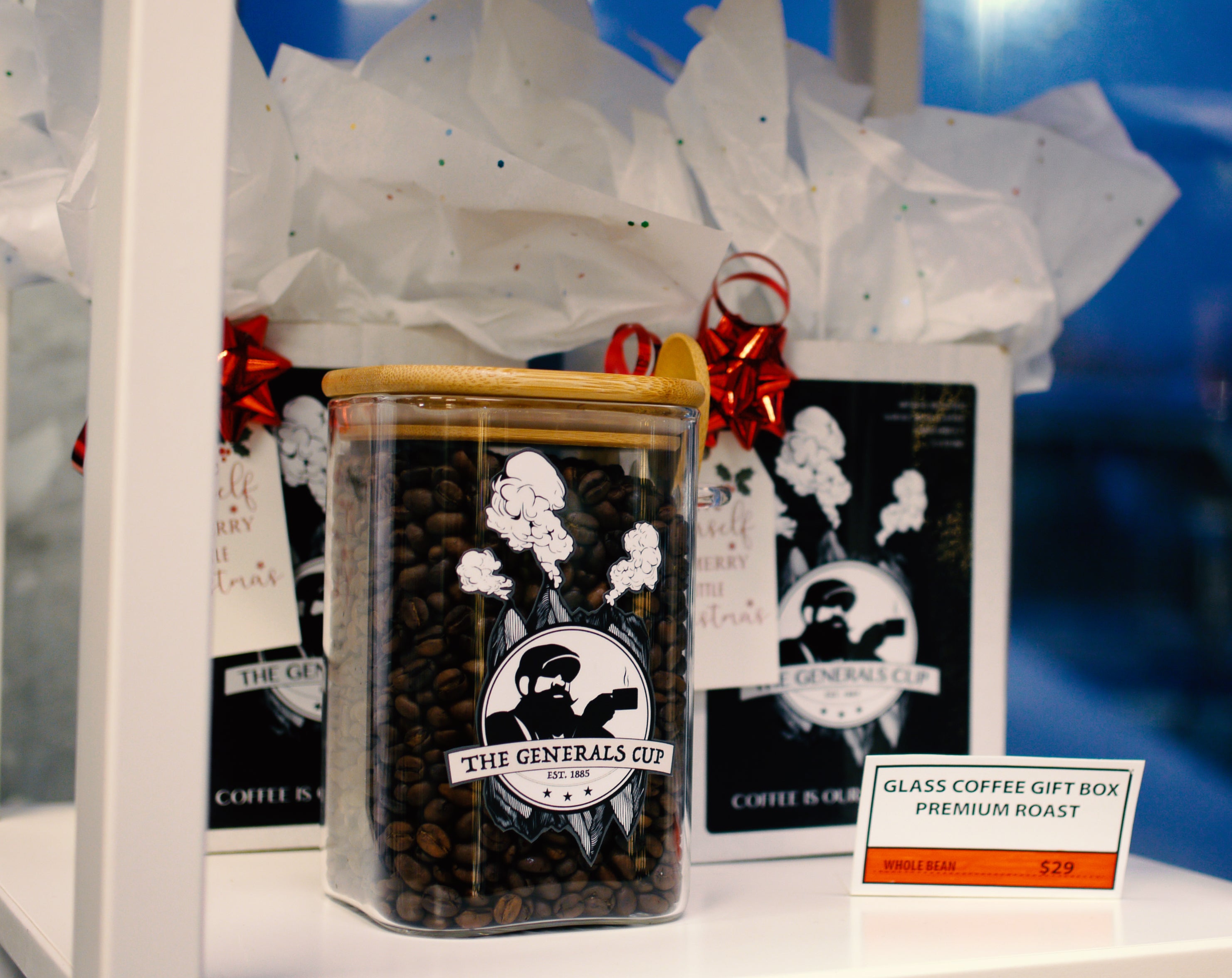 Glass Coffee Gift With Bamboo Lid and Spoon