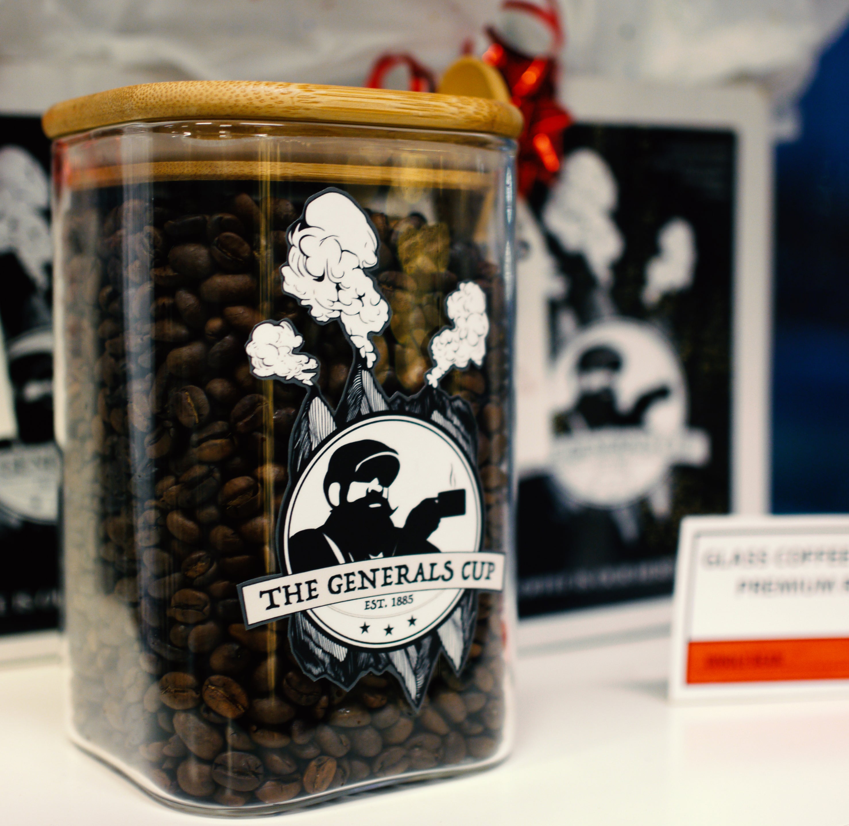 Glass Coffee Gift With Bamboo Lid and Spoon